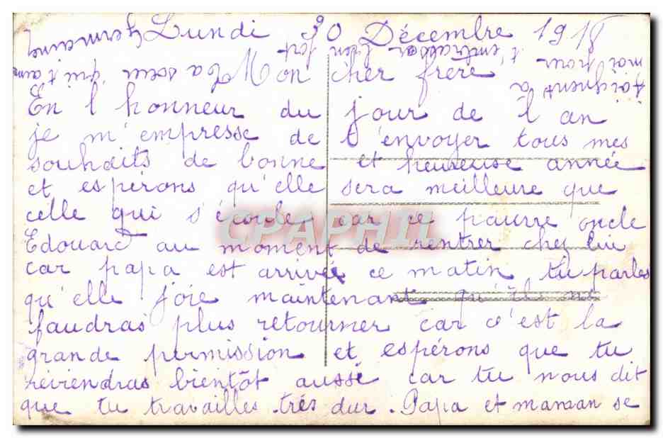 Femme au bouquet — Bonne et heureuse année — Gloria, n° 1012 — Reverso