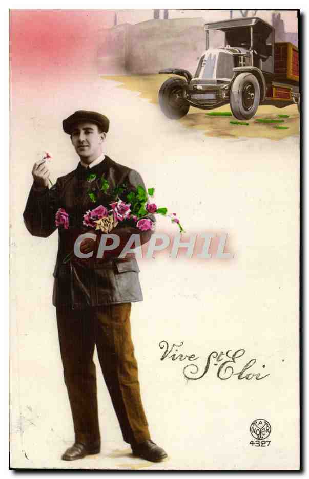 CPA Fantaisie Homme Camion St Eloi
