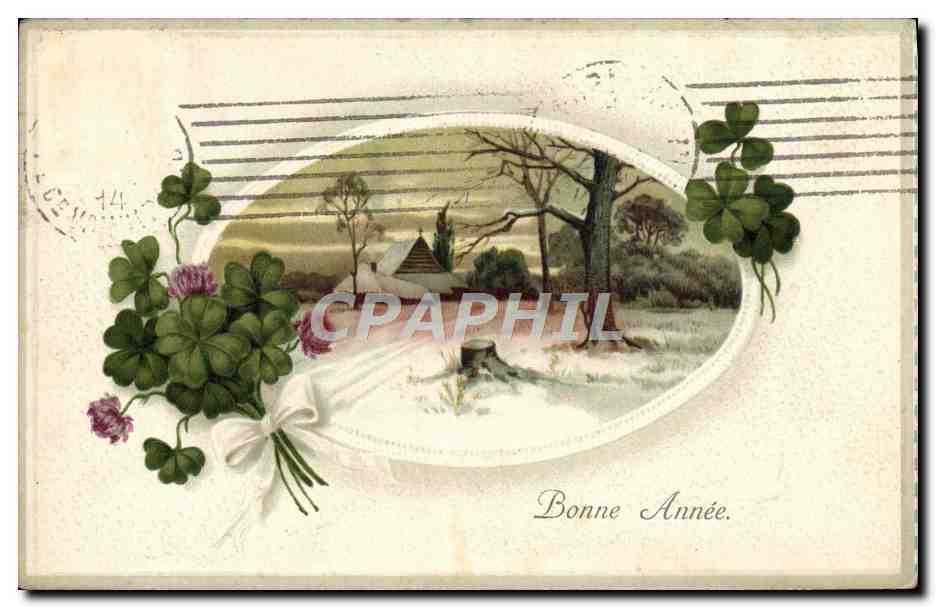 CPA Fantaisie Bonne annee Trefle