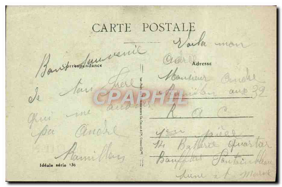 CPA Fantaisie Amities de Gien Fontainebleau  — Verso