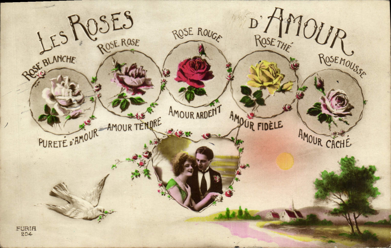 CPA Fantaisie Les roses de l'amour Fleurs