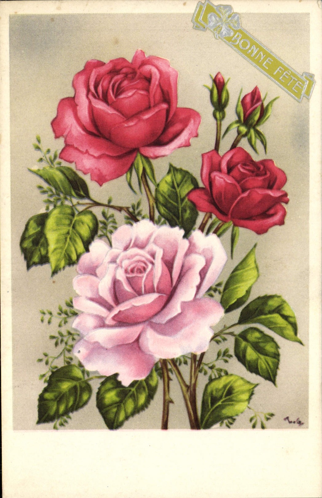 CPA Fantaisie Fleurs Roses