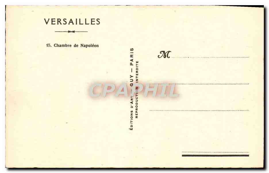 Napoleon's Chamber — Versailles — Éditions d'Art Guy — Back
