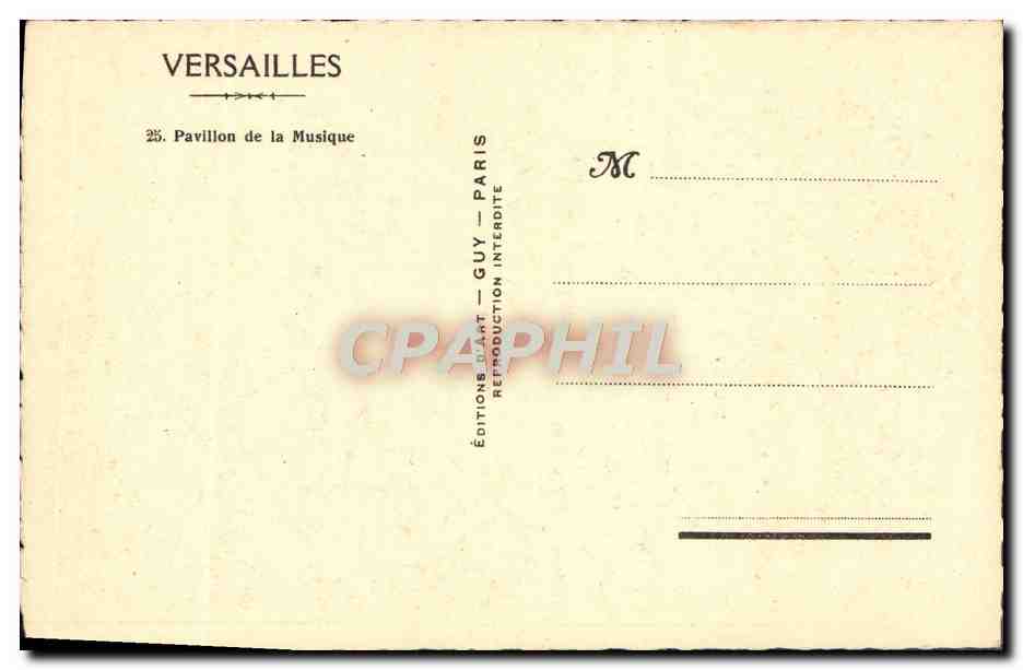 CPA Versailles Pavillon de la Musique — Verso