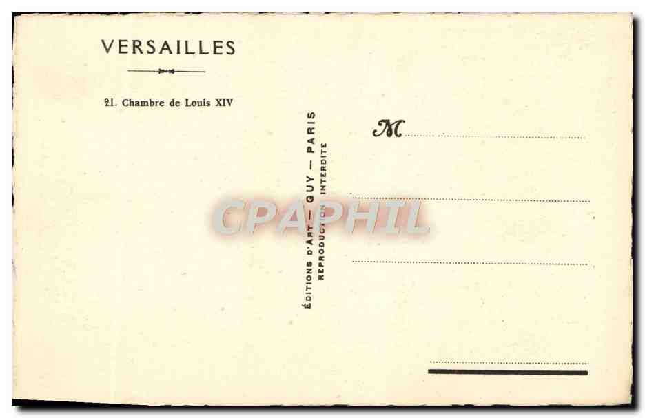 CPA Versailles Chambre de Louis XIV — Verso