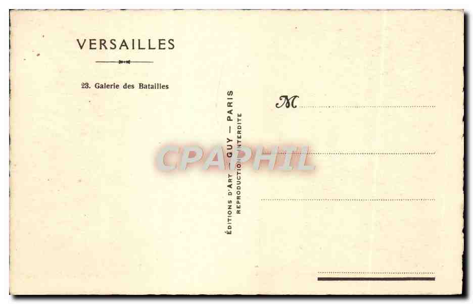 CPA Versailles Galerie des Batailles — Rückseite