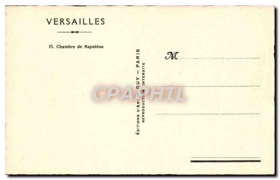 Chambre de Napoléon — Versailles — Éditions d'Art Guy, Paris — Verso