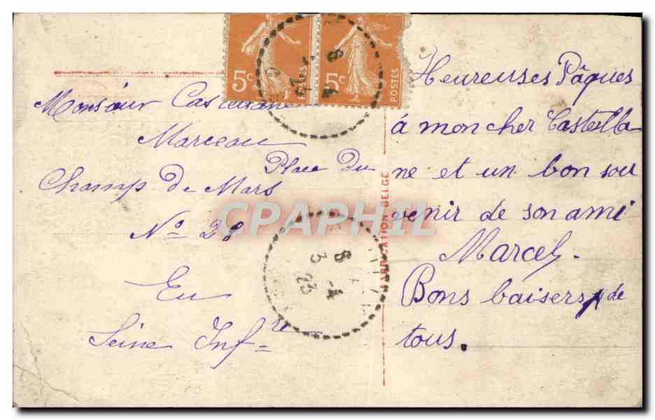 CPA Fantaisie Enfant Poule Poussins Paques — Rückseite