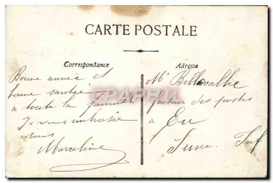 CPA Fantaisie Femme Bonne Annee Fer a cheval — Rückseite