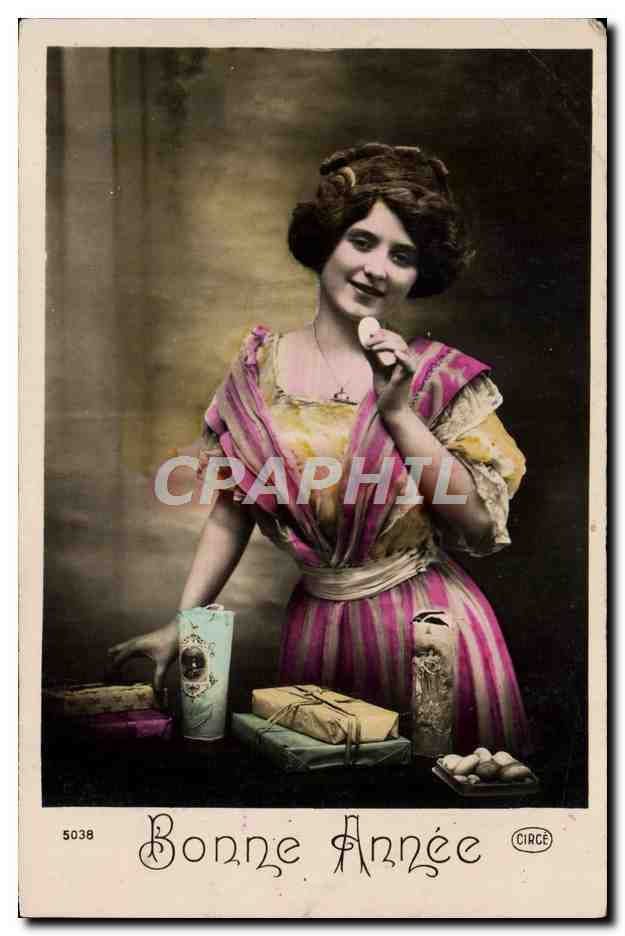 Femme en robe à rayures — Bonne Année — CIRCE n°5038
