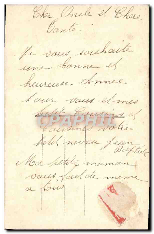 CPA Fantaisie Enfant Bonne Annee Fer a cheval — Verso