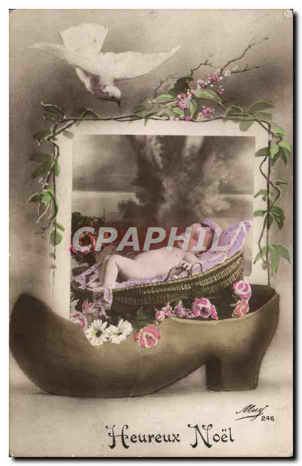 CPA Fantaisie Enfant Heureux Noel Sabot 