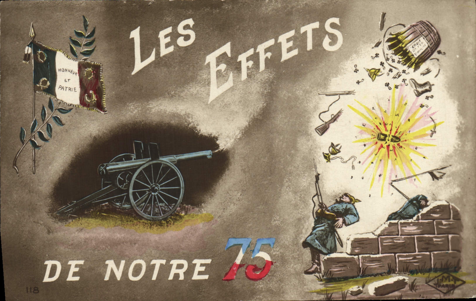 Les Effets de notre 75 — Canon de campagne — éditeur M. J. Dumas, n° 118