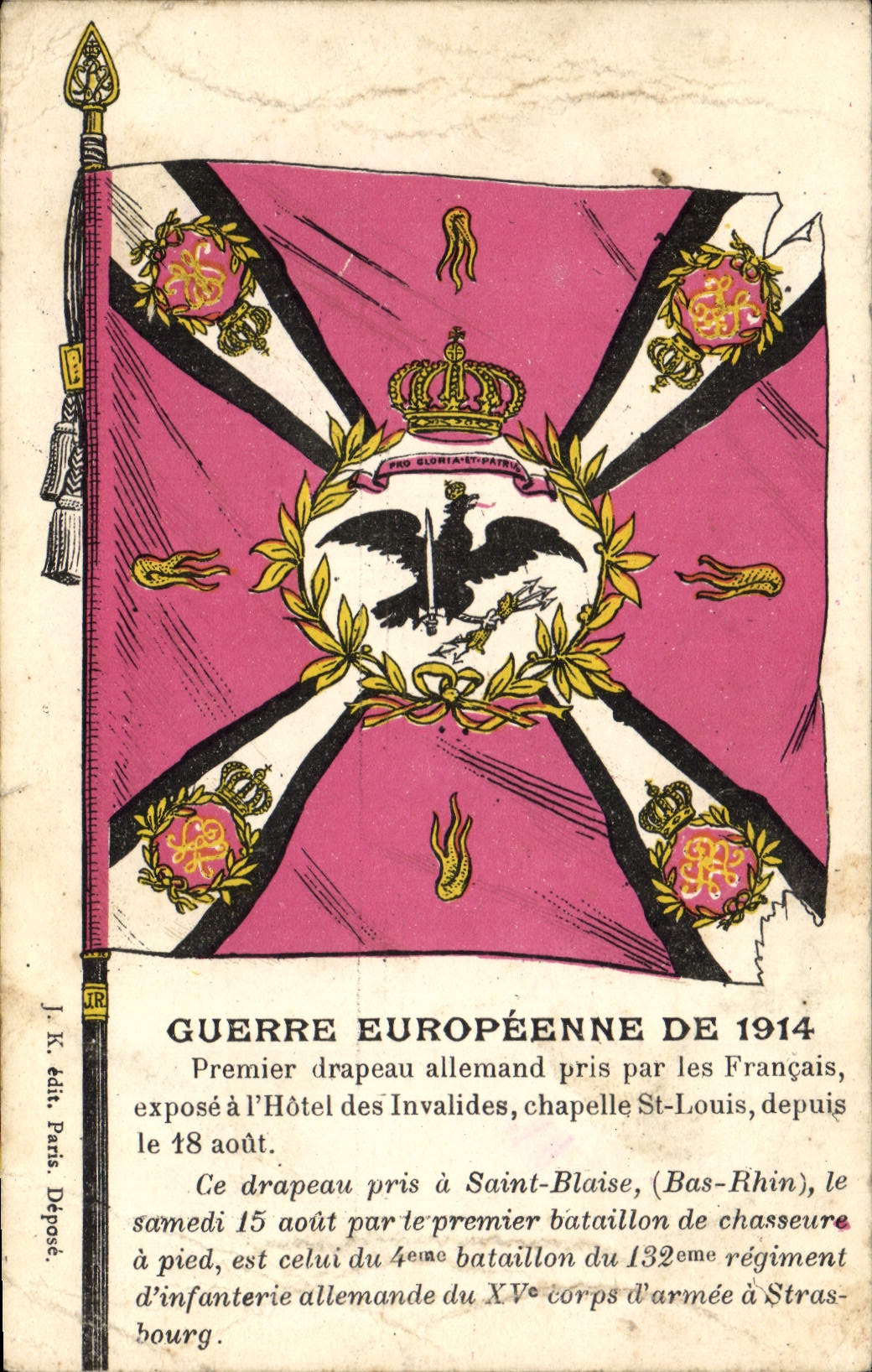 Drapeau allemand pris à Saint-Blaise — Guerre Européenne de 1914 — J. K. édit. Paris