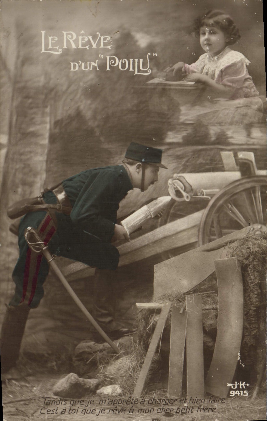 CPA Le Reve D'un Poilu Militaria Enfant Canon 