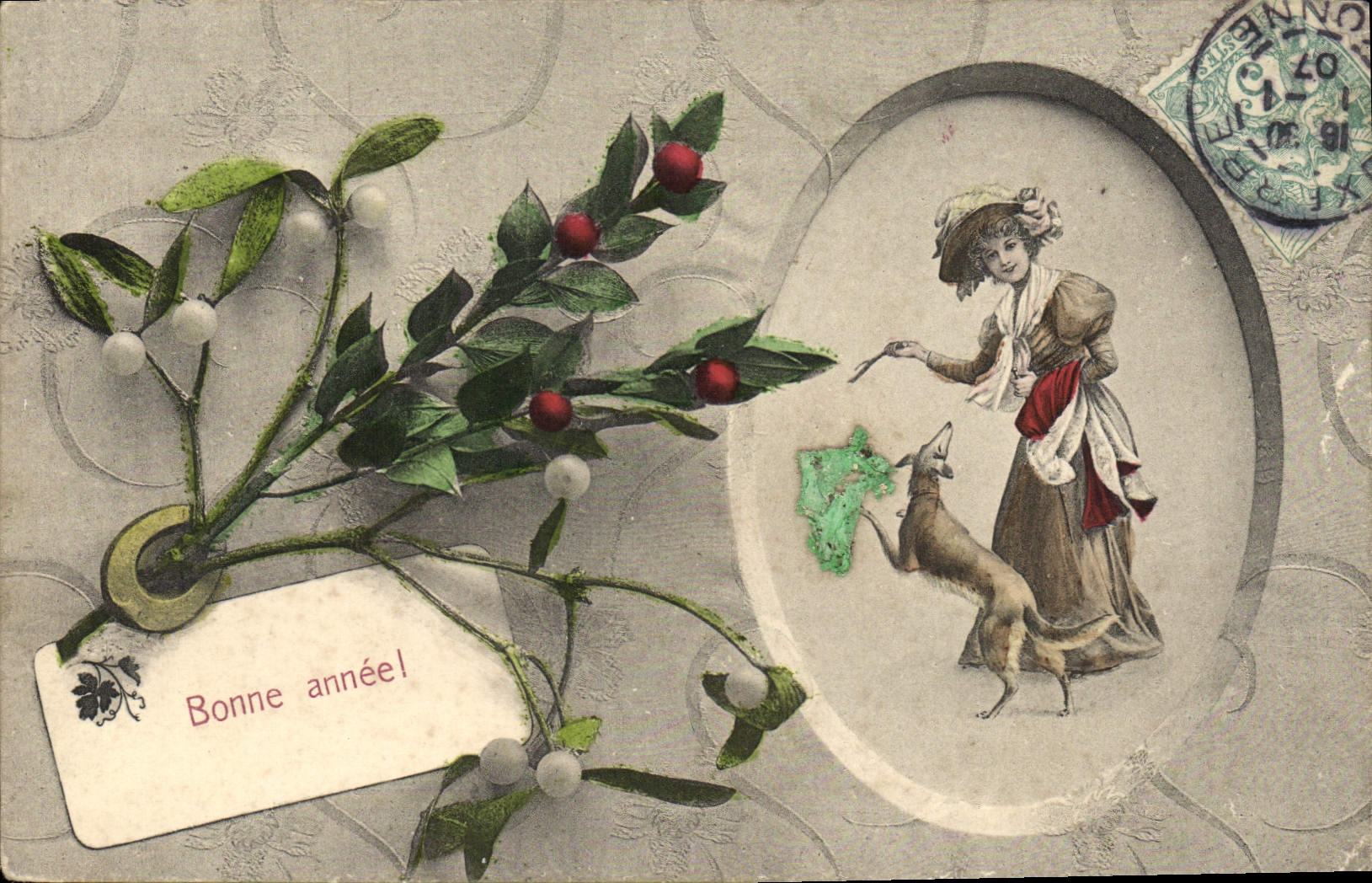 CPA Fantaisie Femme Chien 