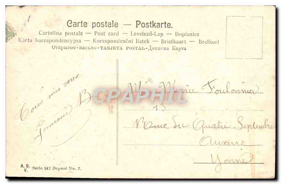 CPA Fantaisie Femme Chien  — Rückseite
