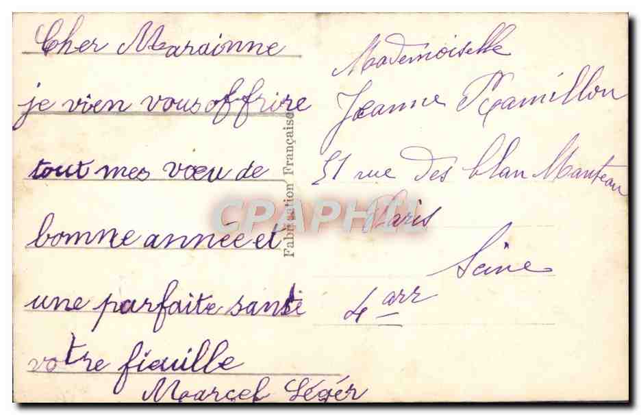 CPA Fantaisie Fleurs Fer a cheval Trefle — Verso