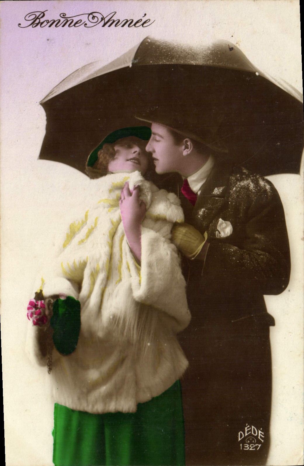 Couple sous parapluie — Bonne Année — DÉDÉ 1327