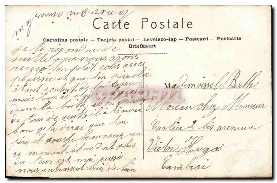 Gui Porte-Bonheur — tarjeta postal de felicitación con mujer sosteniendo guisantes — JAK París n°2160 — Reverso
