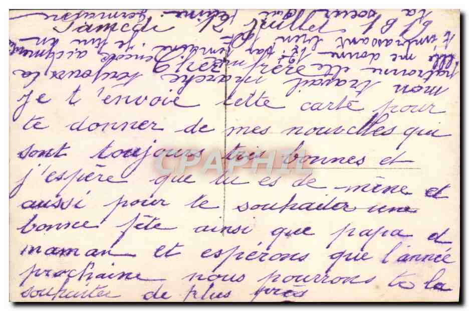 CPA Fantaisie Fleurs Colombe Fer a cheval — Rückseite