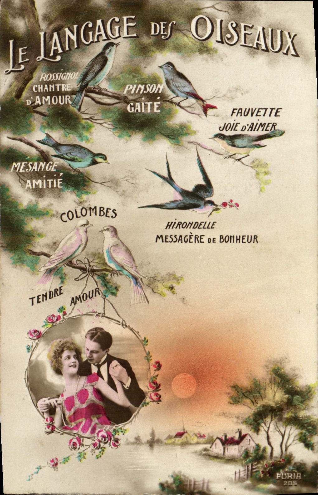 CPA Fantaisie Langage des oiseaux Femme