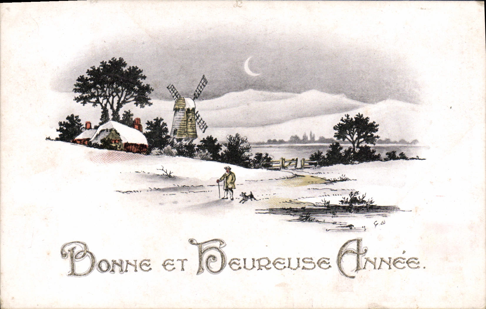 CPA Fantaisie Bonen annee Moulin a vent