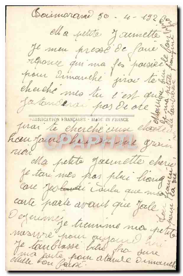 CPA Fantaisie L'heure d'amour — Rückseite