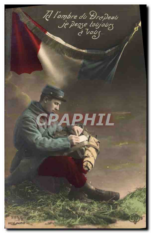 Soldat unter der französischen Flagge — gedruckter Text — VISE PARIS n°2857