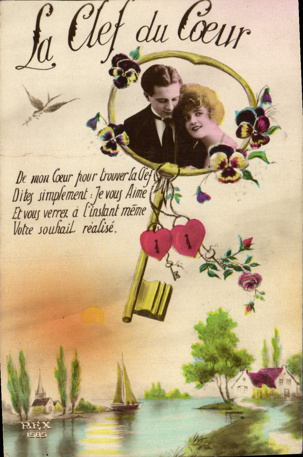 CPA Fantaisie Femme La cle du coeur