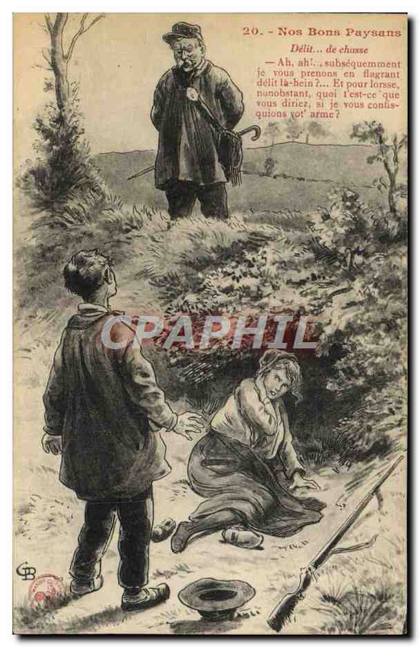 CPA Fantaisie Nos bons paysans Delit de chasse