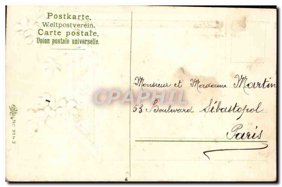 CPA Fantaisie Fleurs Cygne  — Rückseite