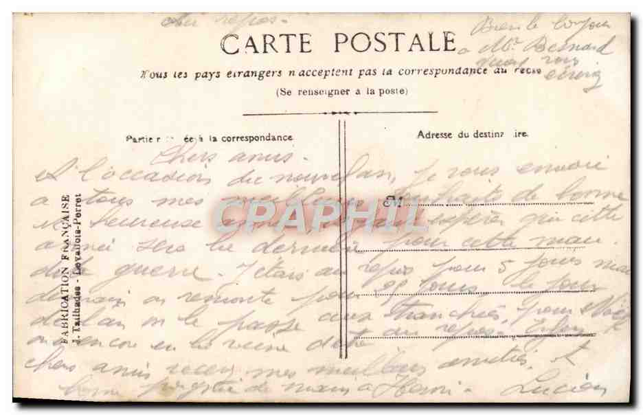CPA Fantaisie Homme Soldat Militaria Poilu — Rückseite
