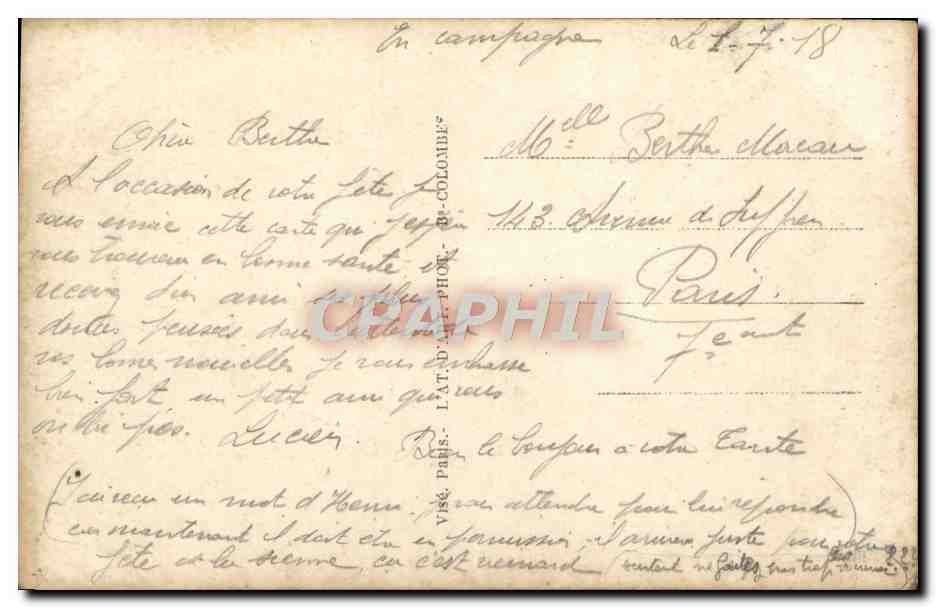 CPA Fantaisie Femme Soldat Militaria  — Verso