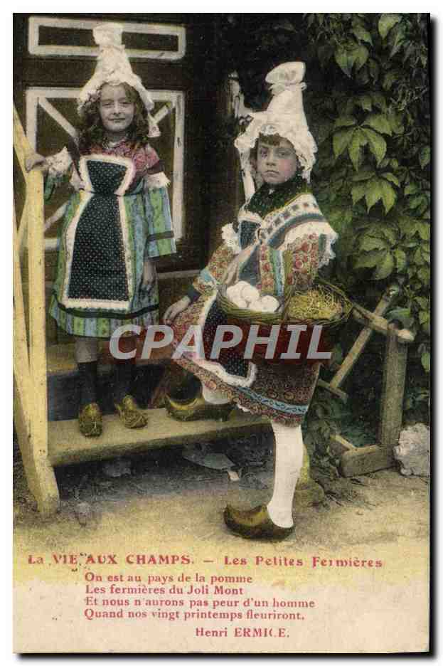 CPA Fantaisie La vie au champs Les petites fermieres Enfants Folklore 