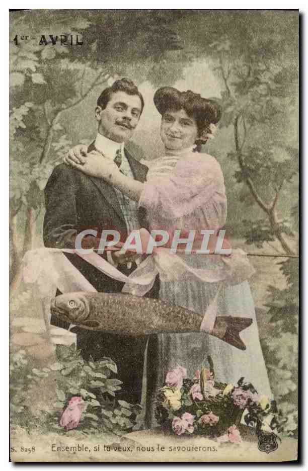 CPA Fantaisie Femme Poisson 1er avril