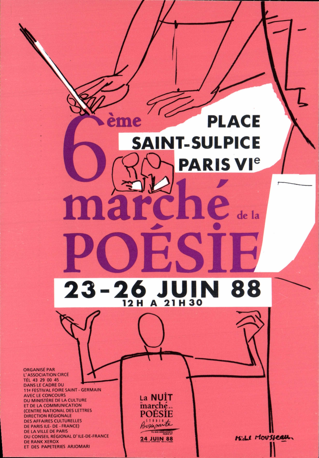 6. Poetry-Markt — Saint-Sulpice, Paris VIe — Plakat von Michel Mousseau