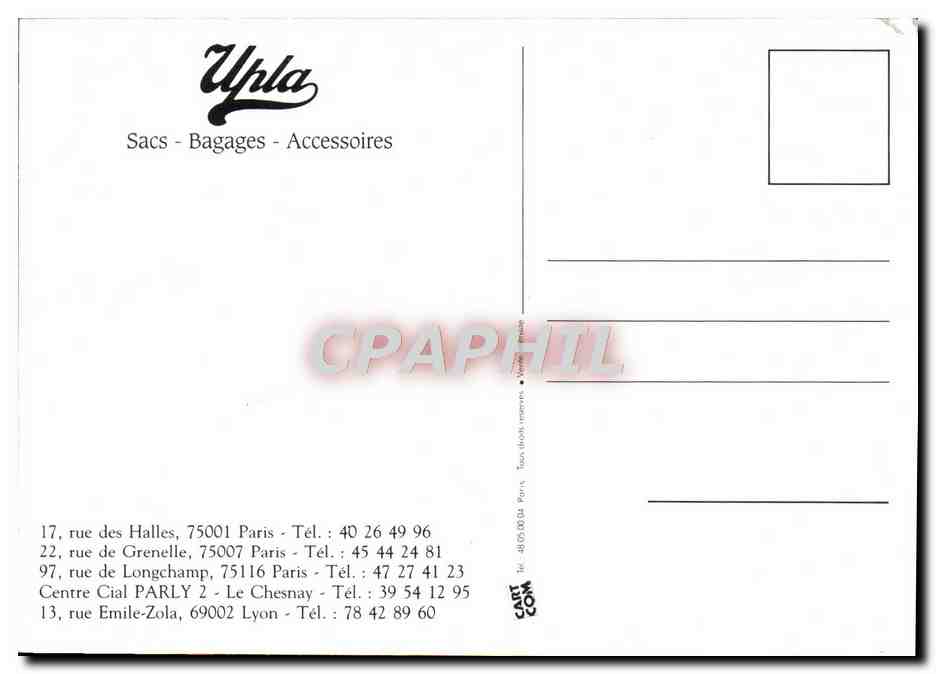 CPM Uhla Sacs Bagages Accessoires Rue des Halles Paris Grenelle Longchamp — Rückseite