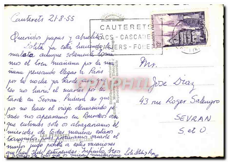 CPM Les Pyrenees Paysage Des Hautes Vallees Paysan Vaches Boeuf Attelage — Rückseite