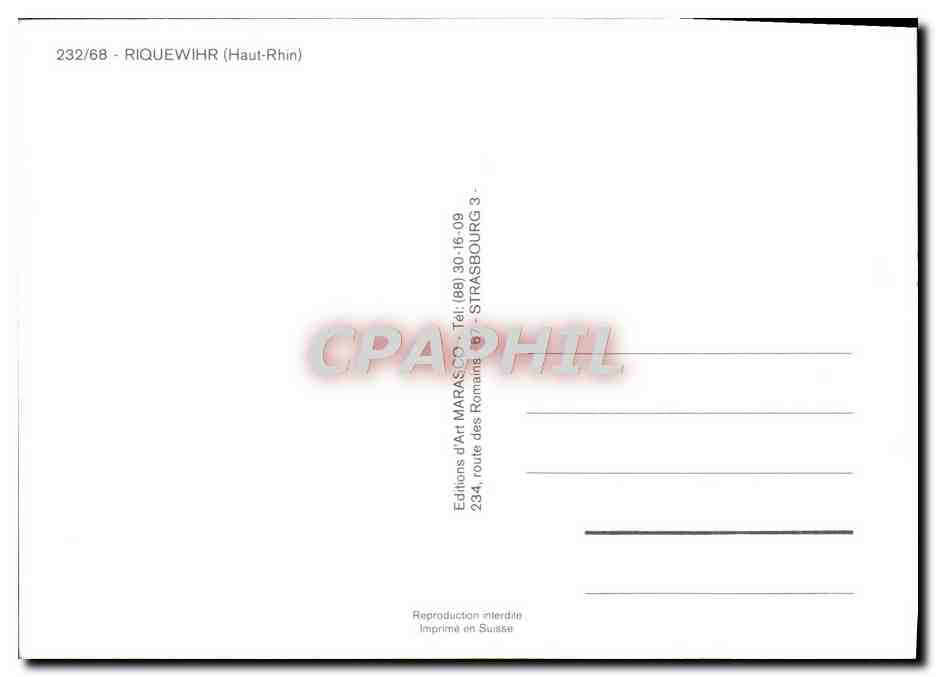 CPM Riquewihr Cheval Attelage  — Verso