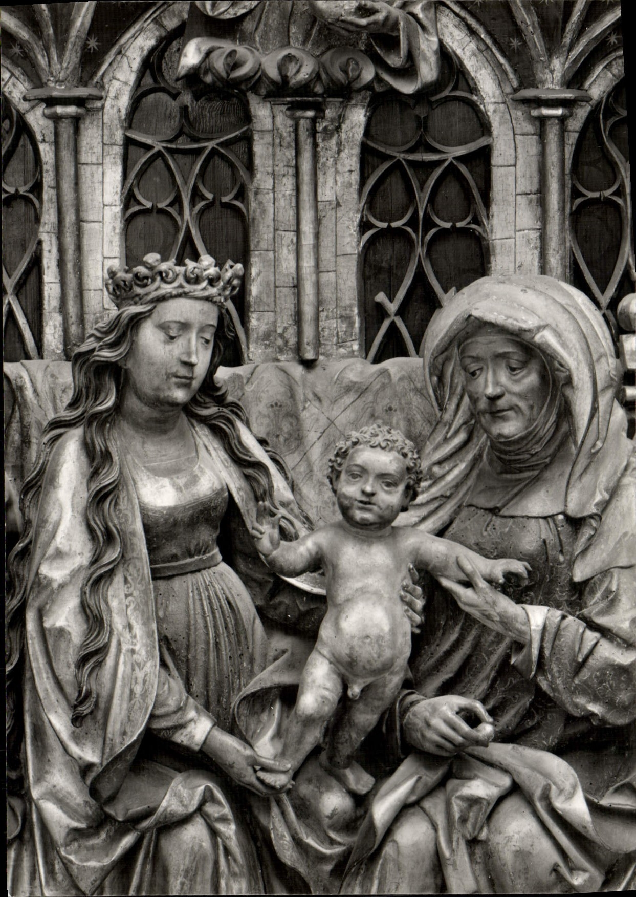 Singenaltar — Detail aus Holzskulptur — Landesmuseum Zürich - Vorderseite