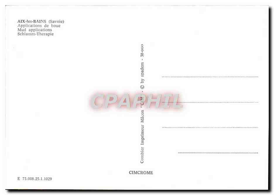CPM Aix les Bains Applications de boue — Verso