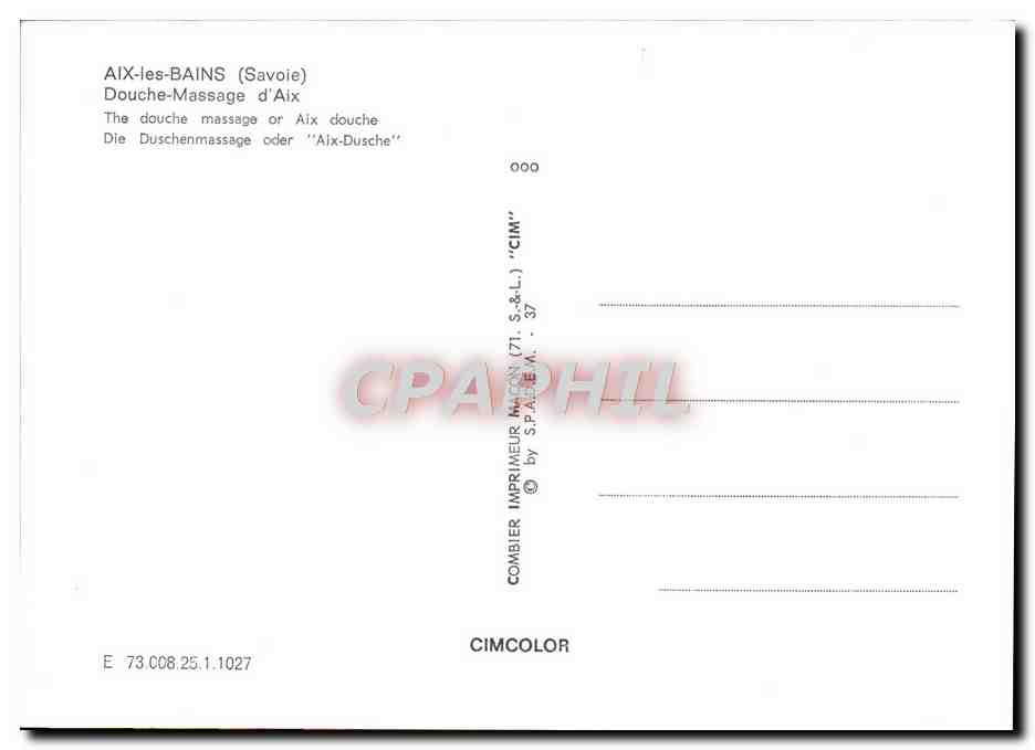 CPM Aix les Bains Douche massage d'Aix  — Verso