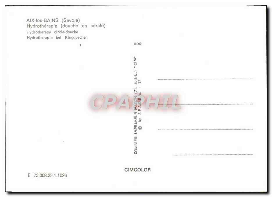 CPM Aix les Bains Hydrotherapie douche en cercle — Rückseite