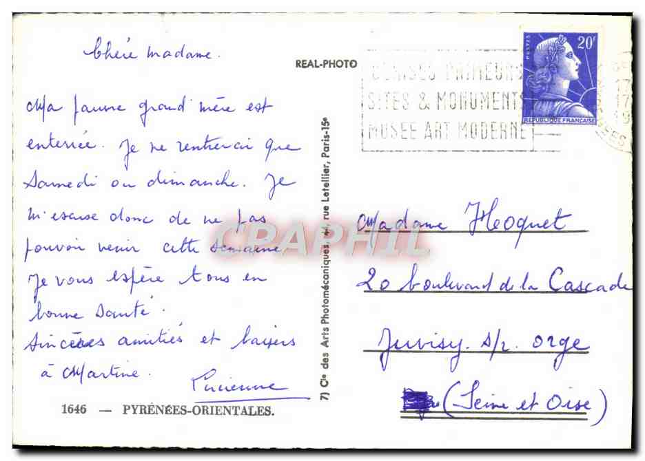 CPM Pyrenees Orientales Perpignan Elne Argeles Collioure  — Rückseite