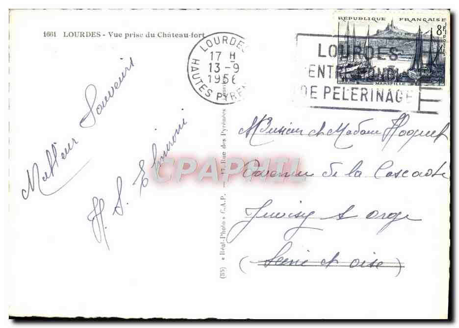CPM Lourdes Vue Prise du Chateau Fort — Verso