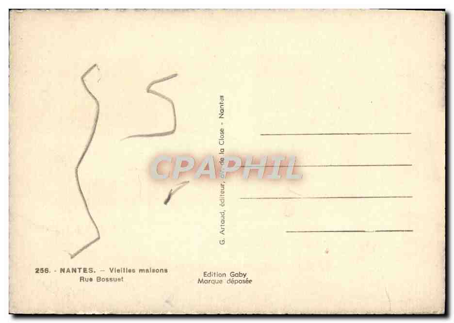 CPM Nantes Vieilles Maisons rue Bossuet — Verso