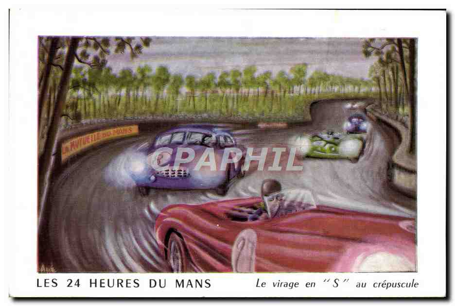 CPM Les 24 Heures Du Mans Le virage en S au crepuscule Automobile 