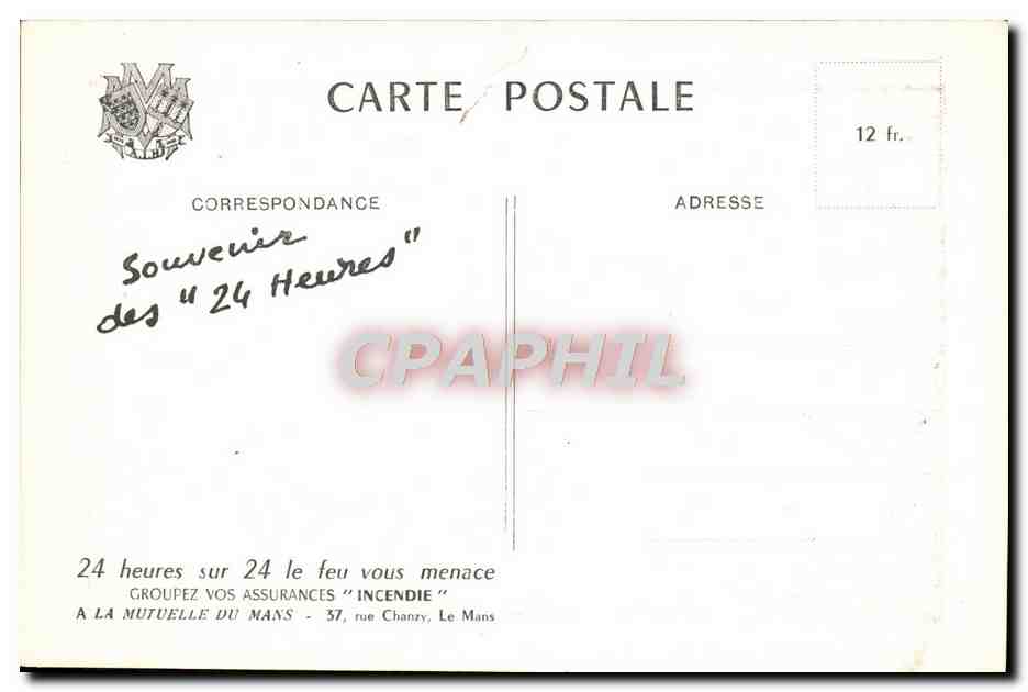CPM Les 24 Heures Du Mans Le virage en S au crepuscule Automobile  — Verso
