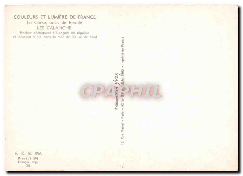CPM La corse De Beaute Les Calanche Rocher dechiquete s'elancant en aiguille — Verso